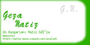 geza matiz business card